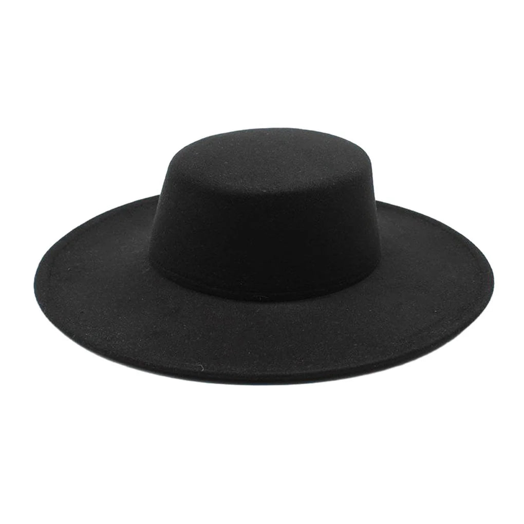 Women Felt Fedora Hat With Wide Brim Derby Style Winter