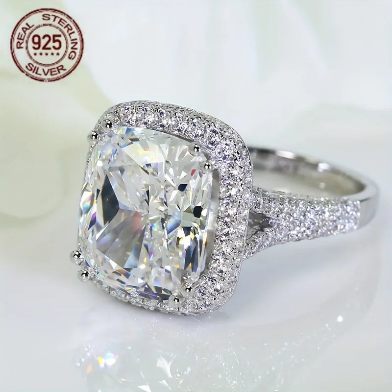 Sterling Silver Cushion Cut Cubic Zirconia Rings