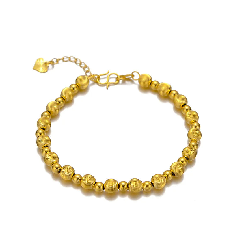 24K Gold Cat's Eye Bead Bracelet For Women GIA Certified