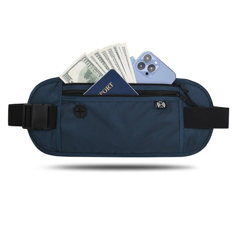 RFID Blocking Waterproof Travel Fanny Pack Hidden Wallet Passport Holder
