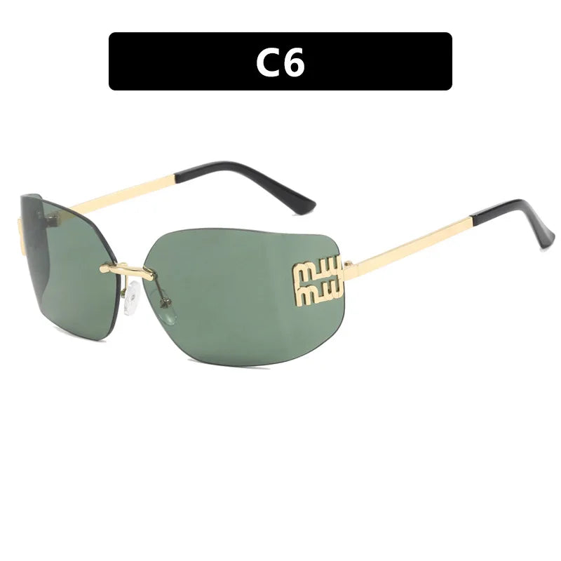 Classic Rimless Sunglasses For Women Gradient Lenses