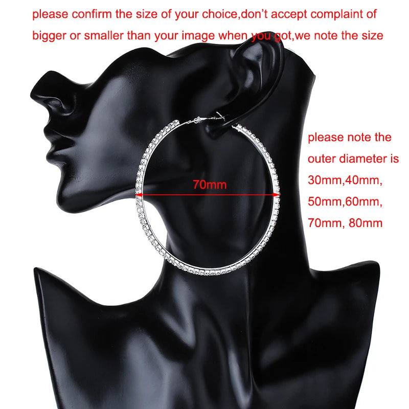 Hoop Earrings Circle Crystal Rhinestone Fashion For Women