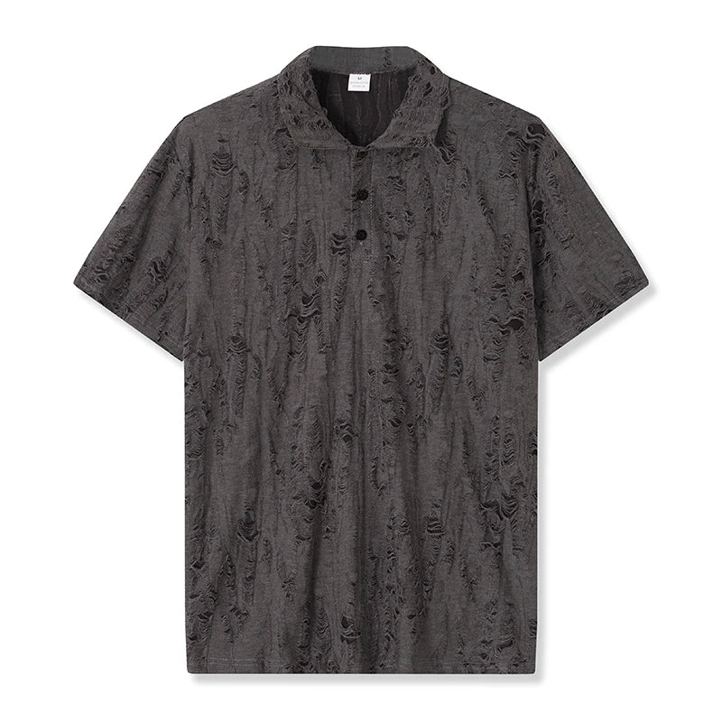 Men's Casual Short Sleeve T Shirt With Vintage Distressed Texture