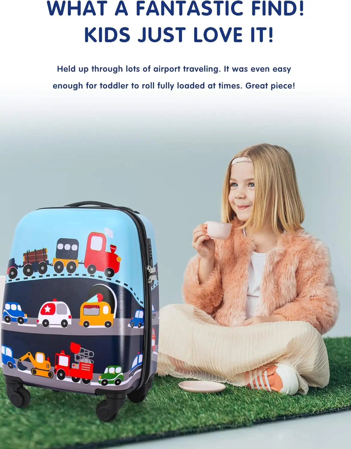 Caster Kids Rolling Luggage Four Wheel Hardside Spinner With Lock