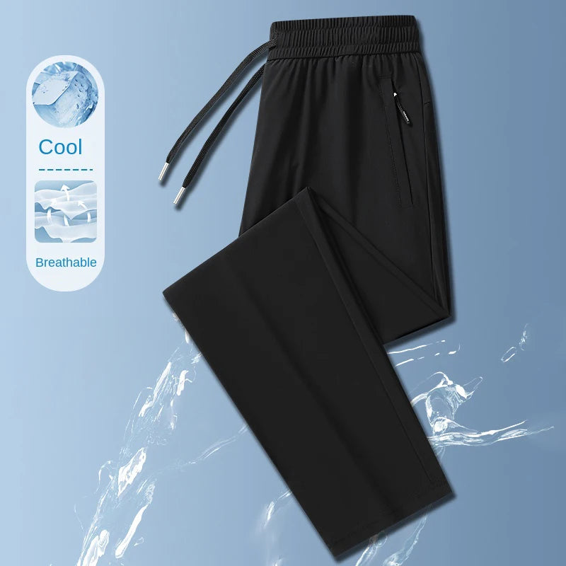 Ice Silk Men's Trousers Summer Breathable Stretch Business Pants