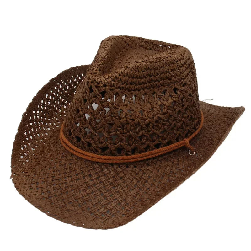 Western Cowboy Sun Hat Straw UV Protection for Men Women