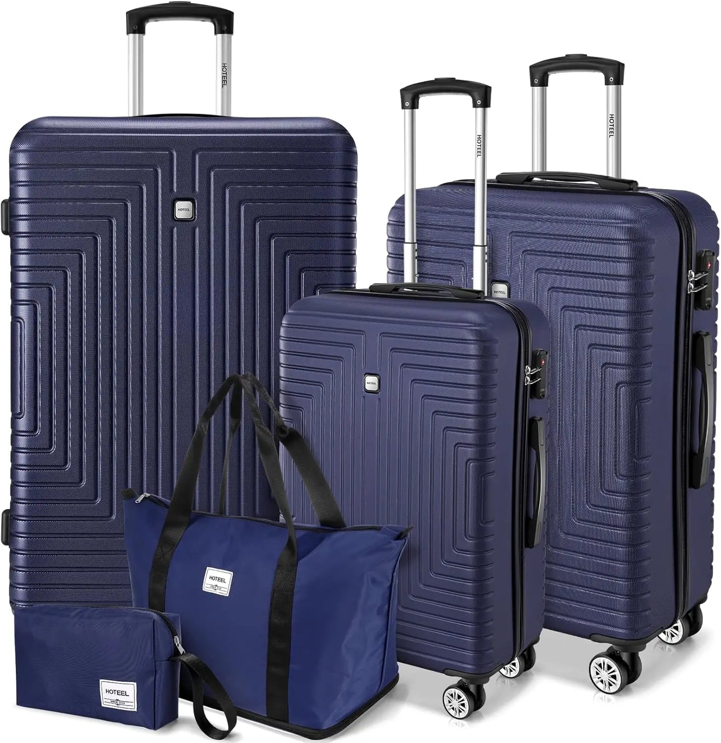 Luggage Set 5 Piece ABS PC Hard Shell With Wheels TSA Lock Carry On