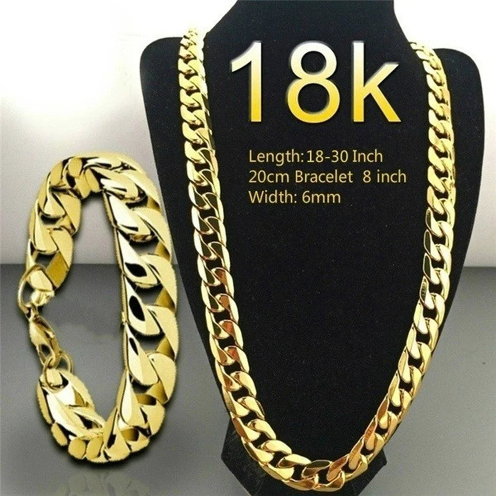 Men 18K Gold Cuban Chain Necklace