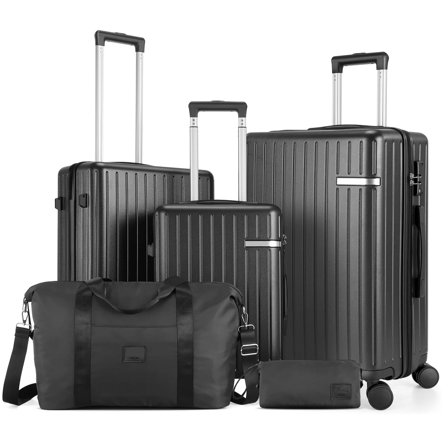 Expandable 5 Piece Hardside Luggage Set With Spinner Wheels