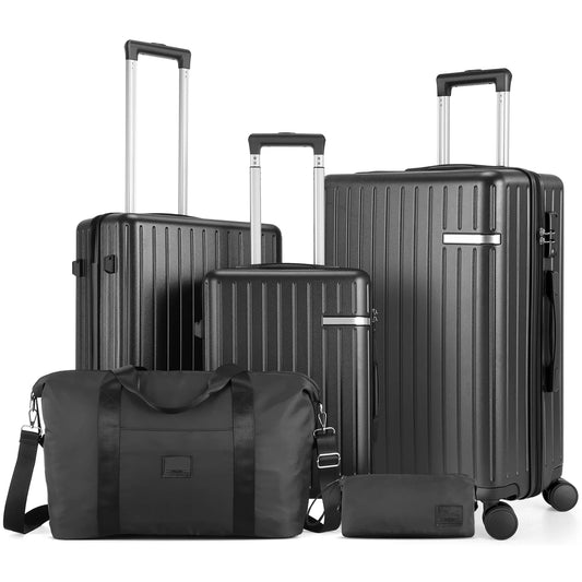 Expandable 5 Piece Hardside Luggage Set With Spinner Wheels