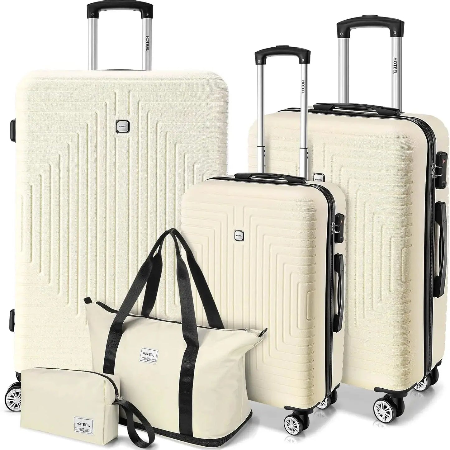 Luggage Set 5 Piece ABS PC Hard Shell With Wheels TSA Lock Carry On