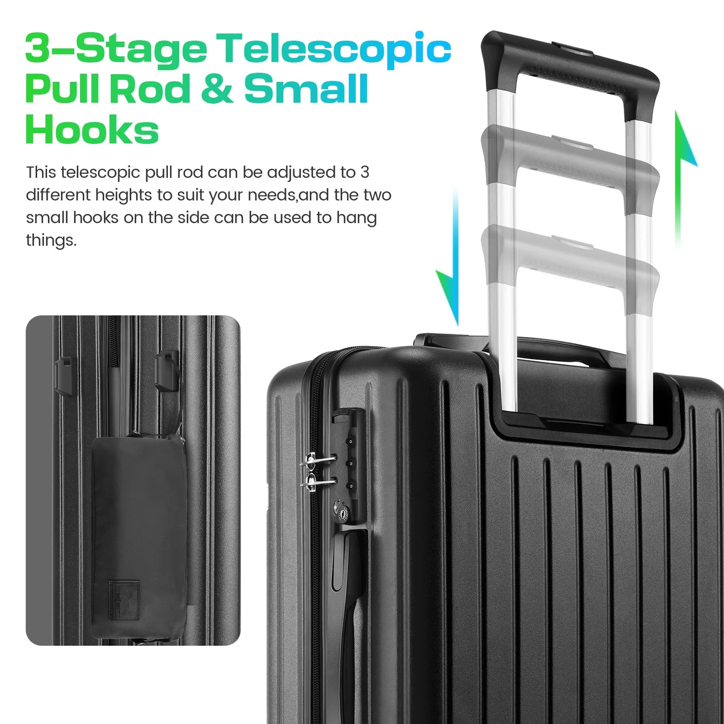 Expandable 5 Piece Hardside Luggage Set With Spinner Wheels