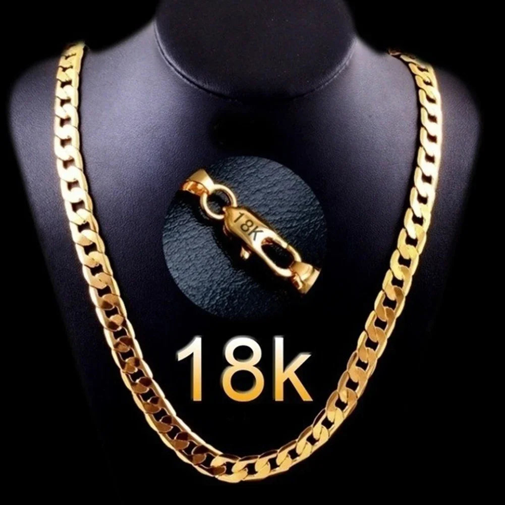 Men 18K Gold Cuban Chain Necklace