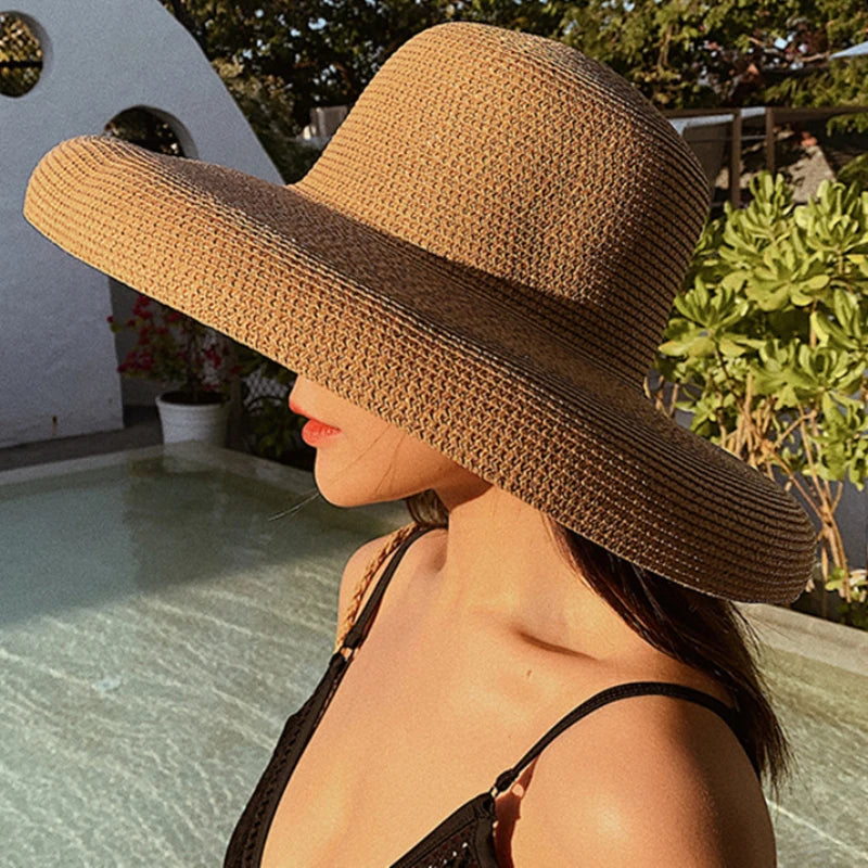 Wide Brim Sun Hat For Women Panama Straw Beach