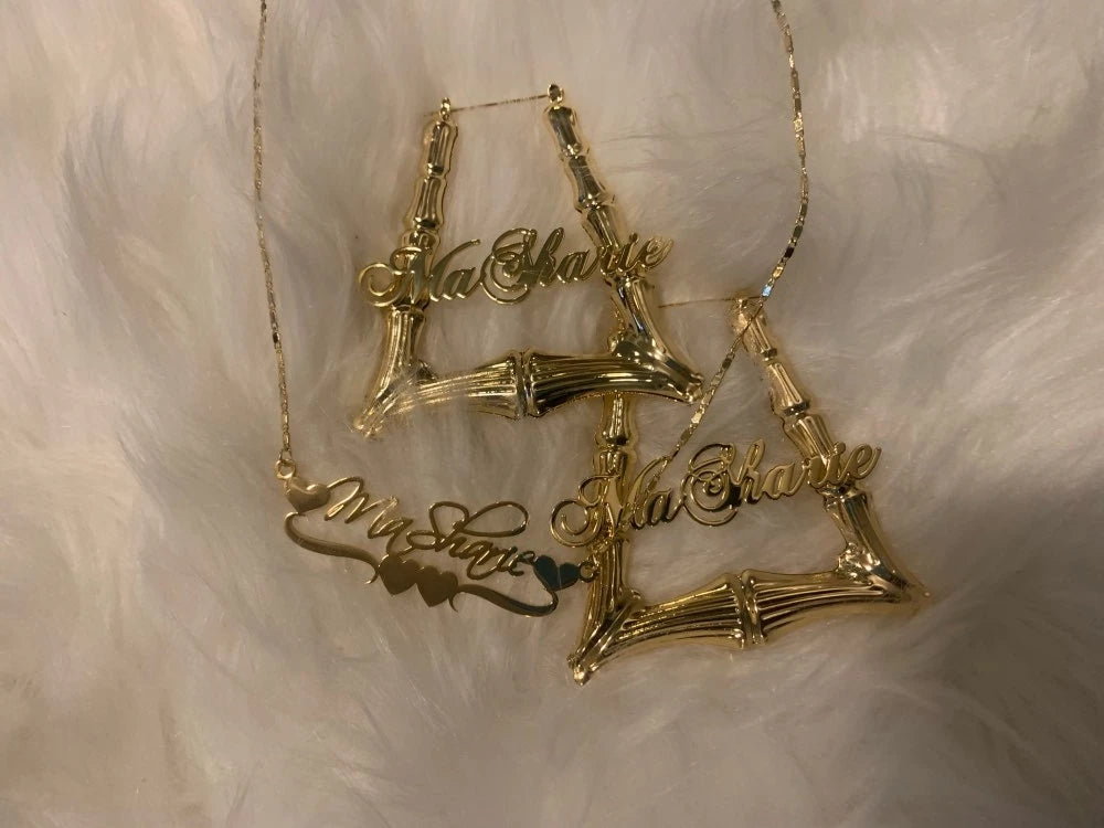 Earrings And Necklace Set Personalized Bamboo Triangle
