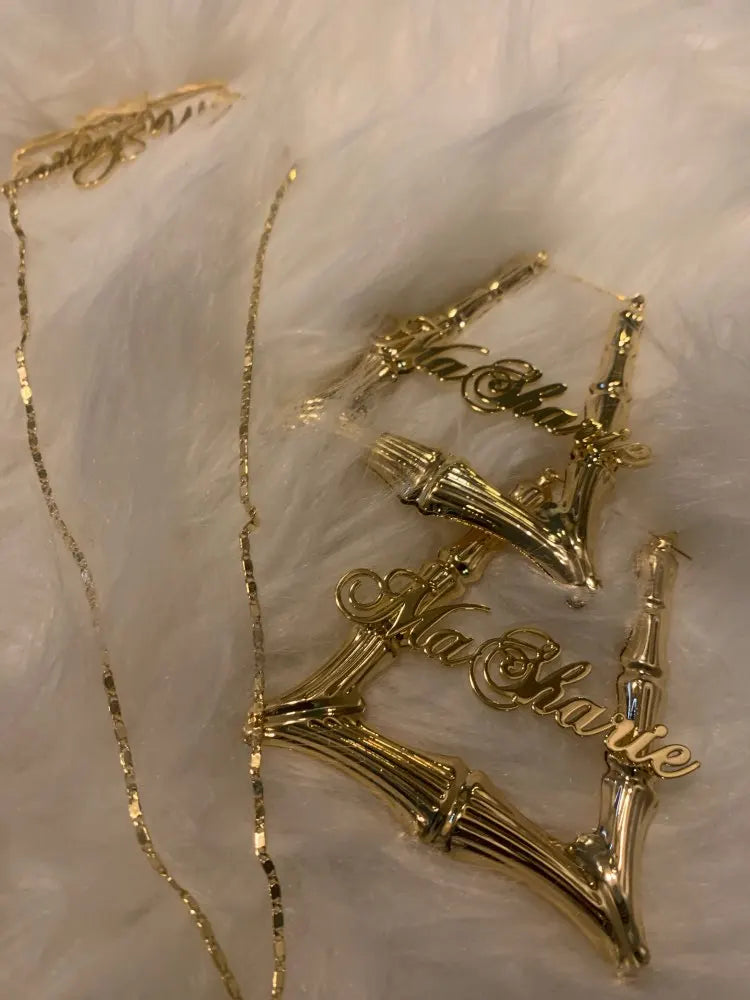 Earrings And Necklace Set Personalized Bamboo Triangle