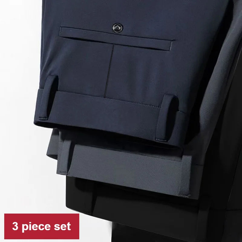 3 Piece Set Men's Four Way Stretch Business Casual Trousers