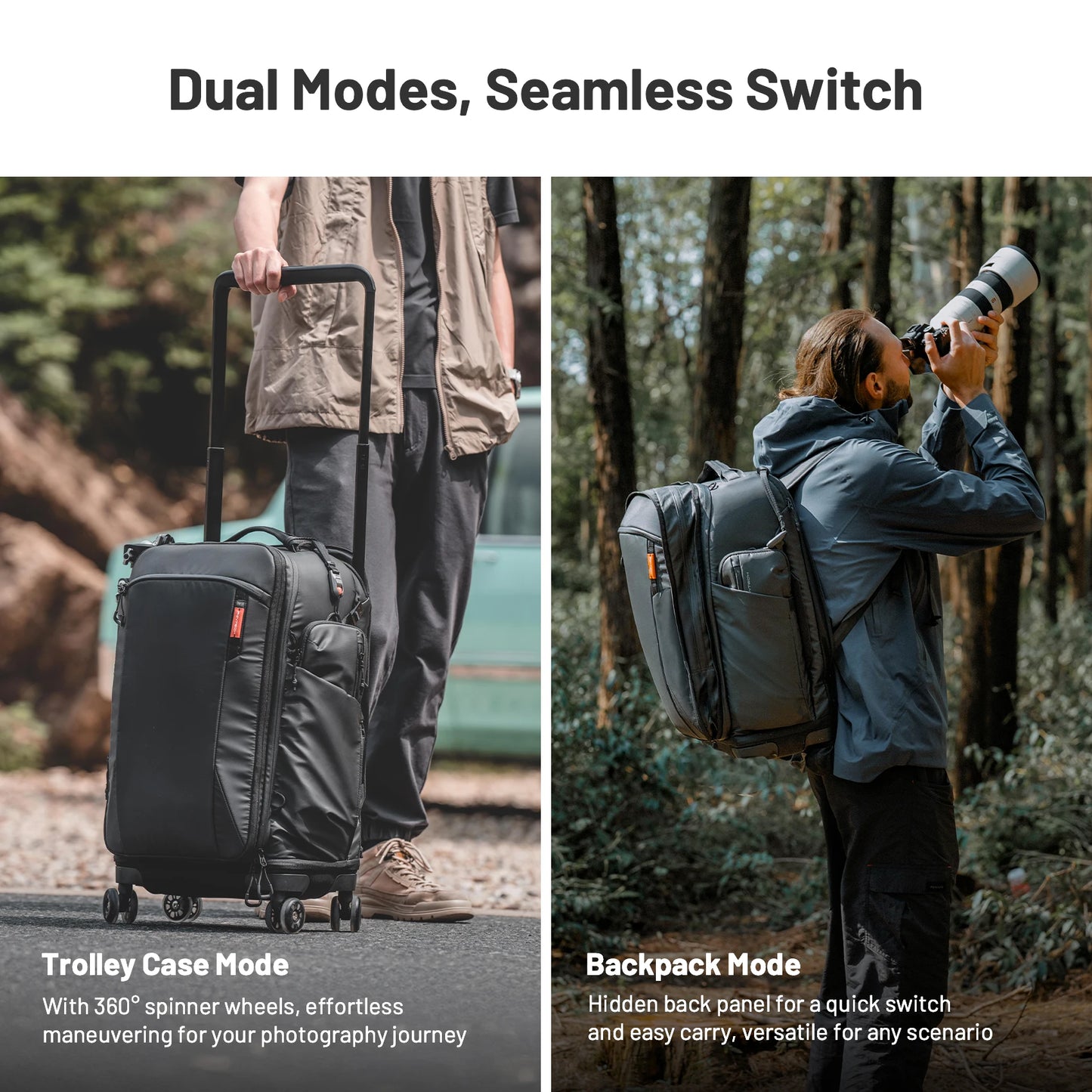 Photography Trolley Case 2-In-1 Rolling Backpack