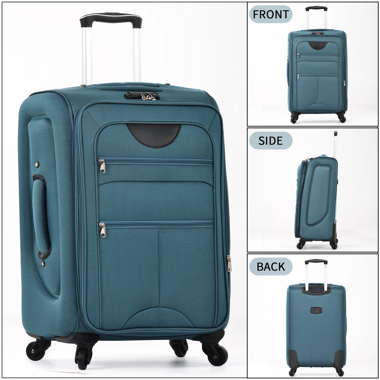 Softside Luggage 3 Piece Set Expandable Spinner Upright Suitcases