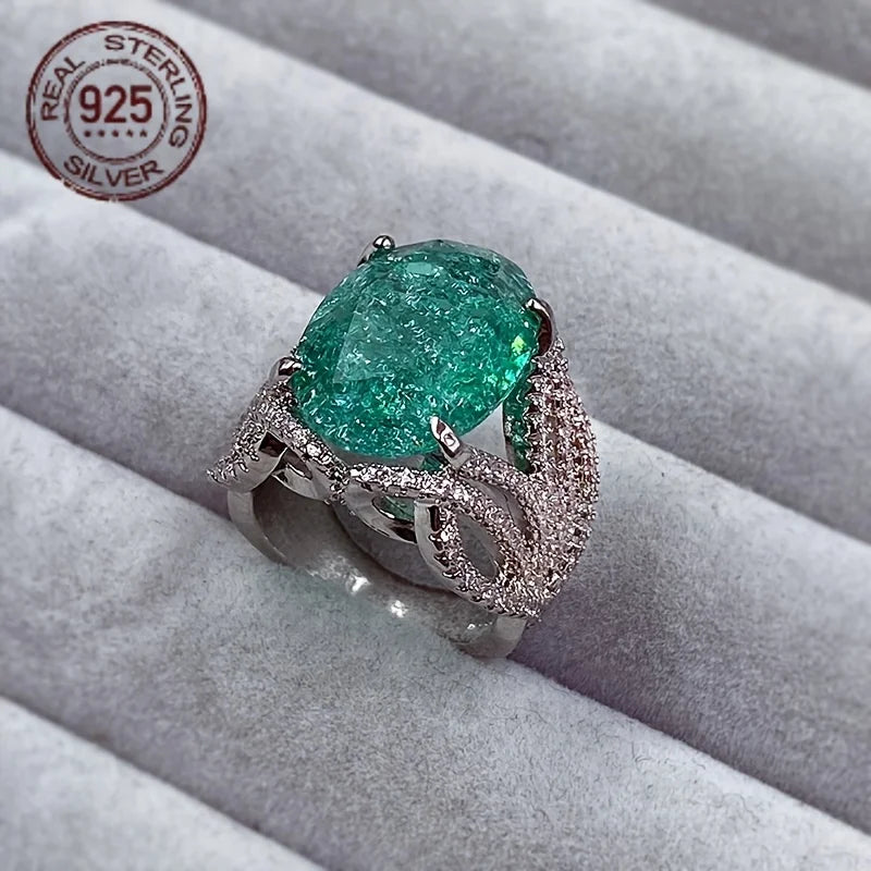 Silver Zircon Ring Prong Setting For Women Fine Jewelry