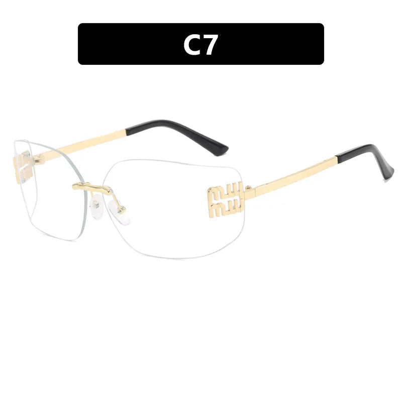 Classic Rimless Sunglasses For Women Gradient Lenses