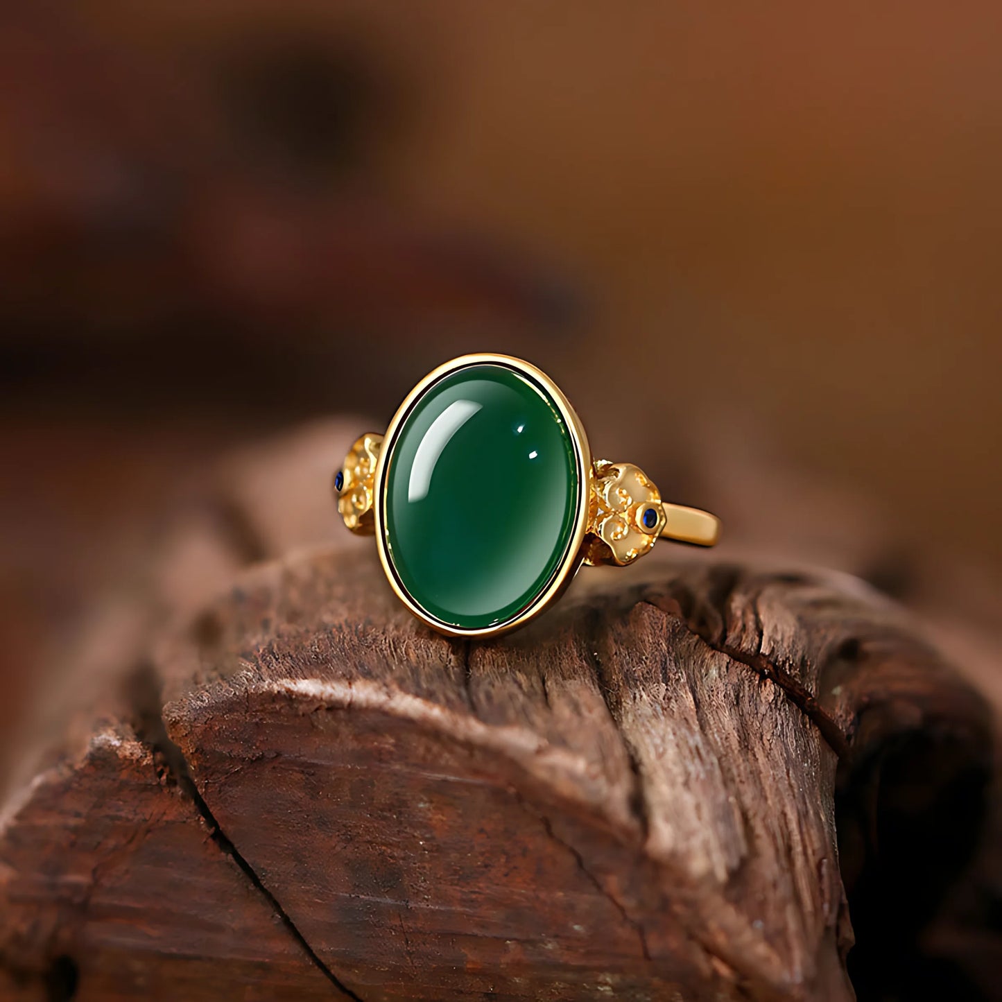 Sterling Silver Hotan Jade Geometric Ring For Women
