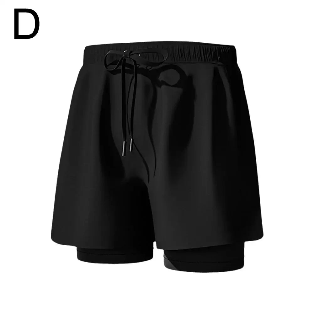 Double Layer Sports Swim Shorts For Men Quick Dry