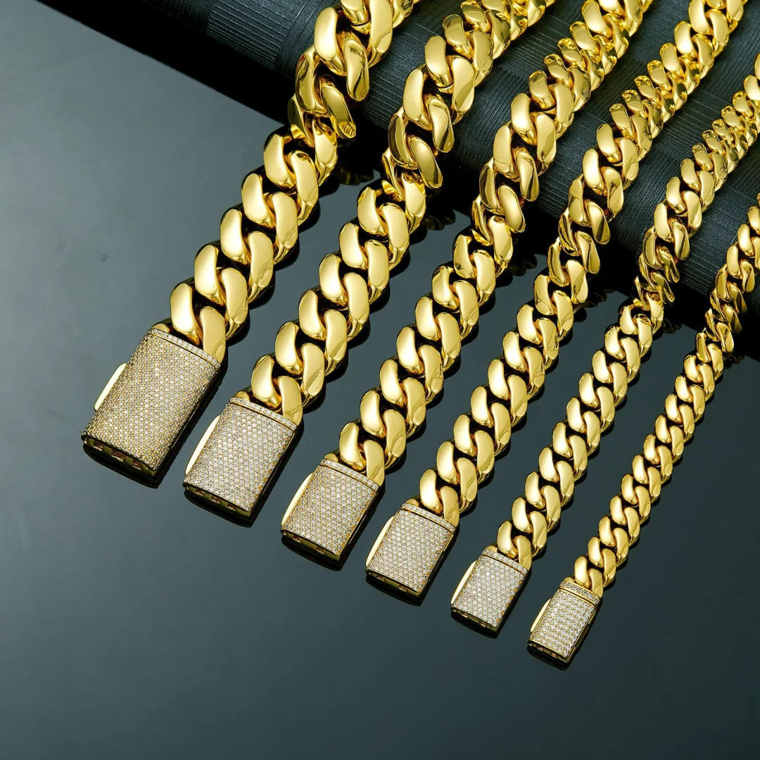 14K Gold Plated Stainless Steel Cuban Miami Link Necklace