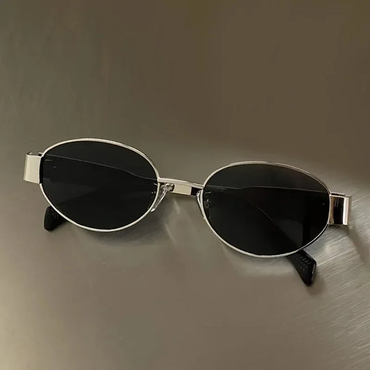 Trendy Oval Sunglasses Women Metal Frame Vintage Round Shades