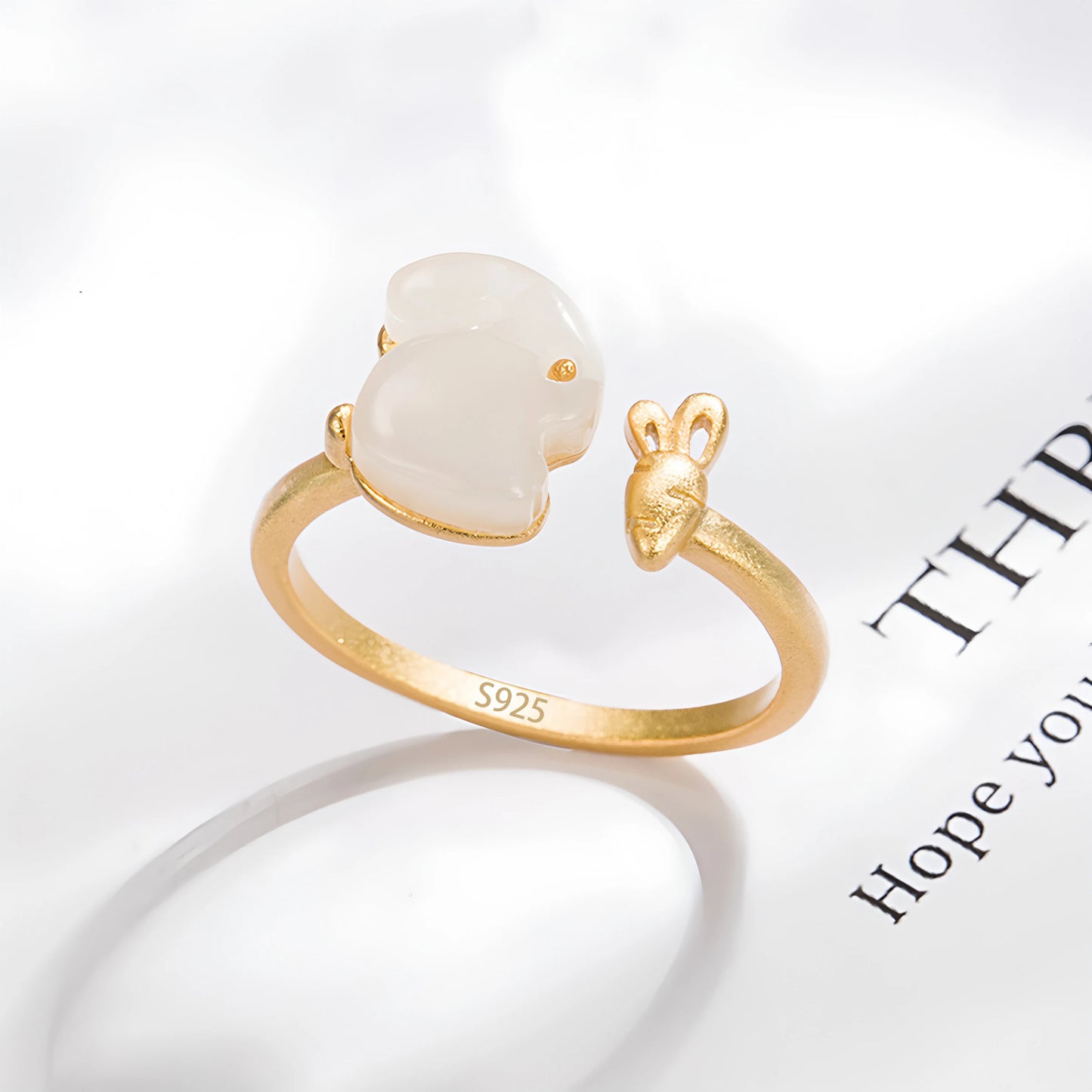 Sterling Silver Hotan Jade Geometric Ring For Women