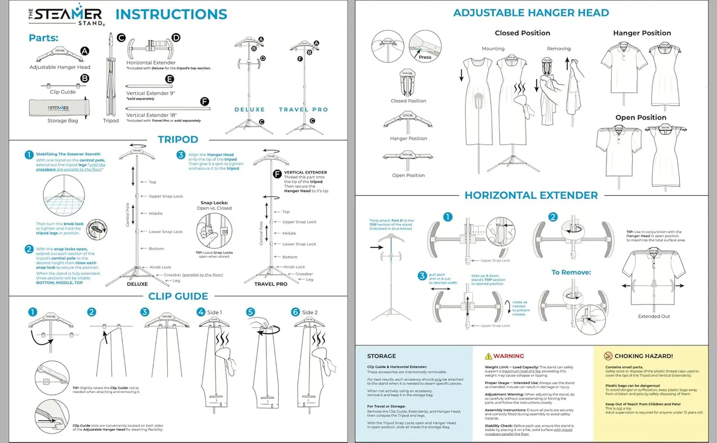 Adjustable Garment Steamer Rack With Hanger Foldable Portable