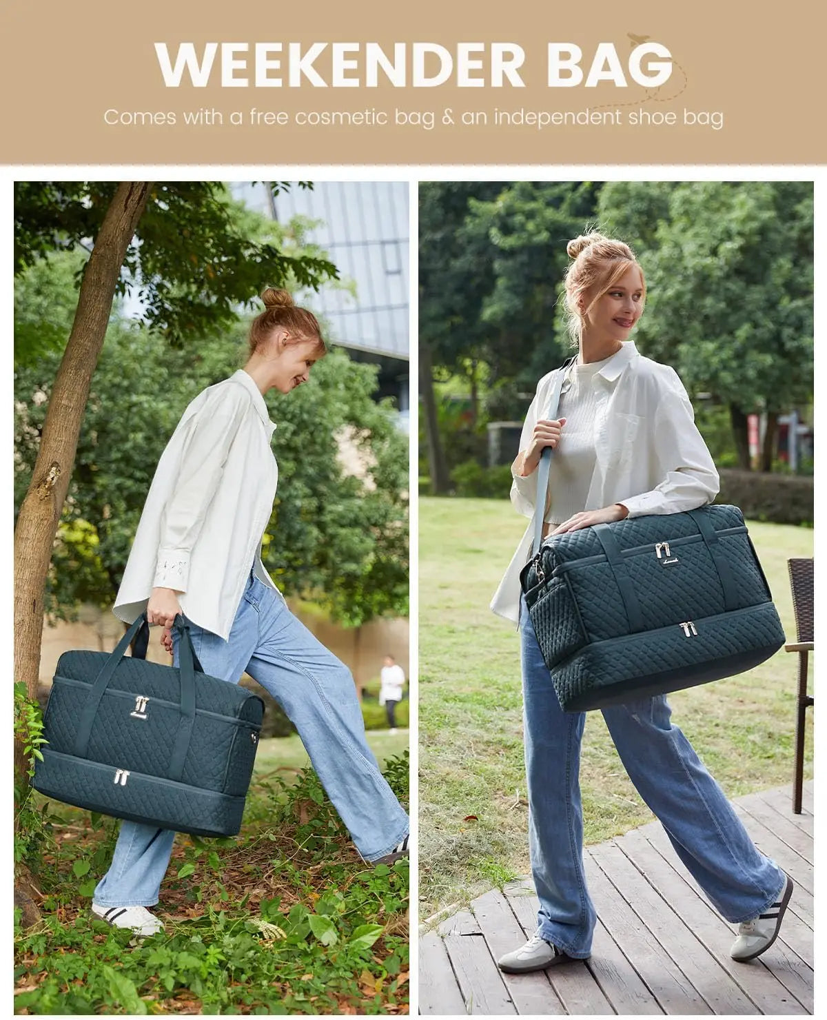 Travel Duffle Bag With Shoe Compartment For Gym And Travel