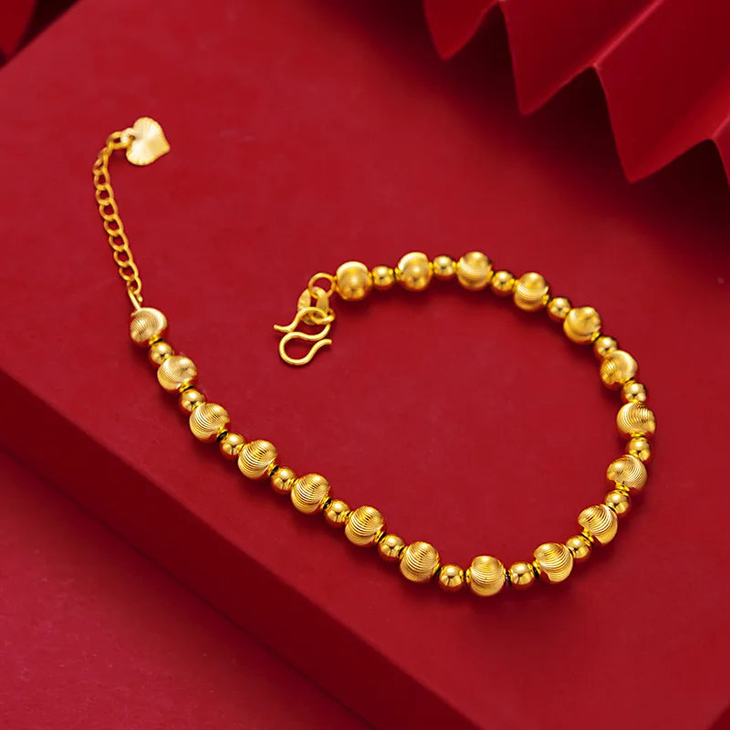 24K Gold Cat's Eye Bead Bracelet For Women GIA Certified
