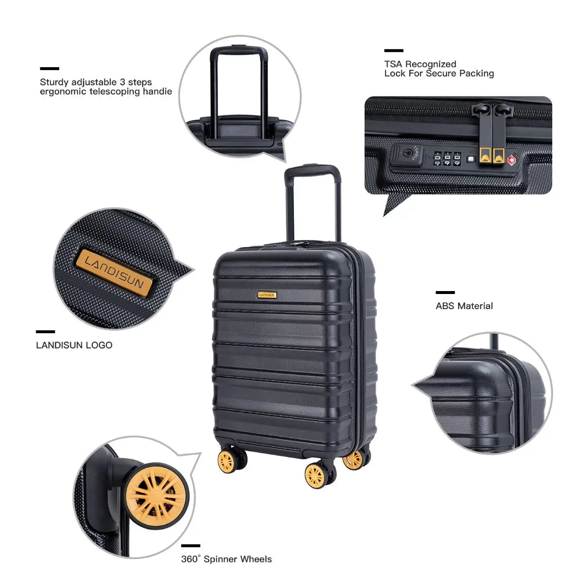 Travelhouse Hardside Carry On Luggage With Spinner Wheels And Lock