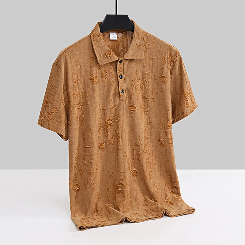Men's Casual Short Sleeve T Shirt With Vintage Distressed Texture