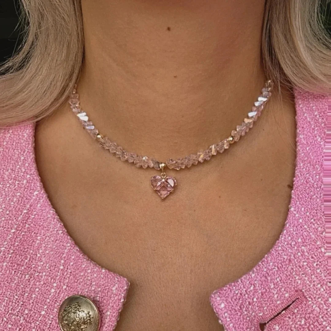 Fashion Vintage Zircon Heart Pendant Necklace For Women Boho Geometric