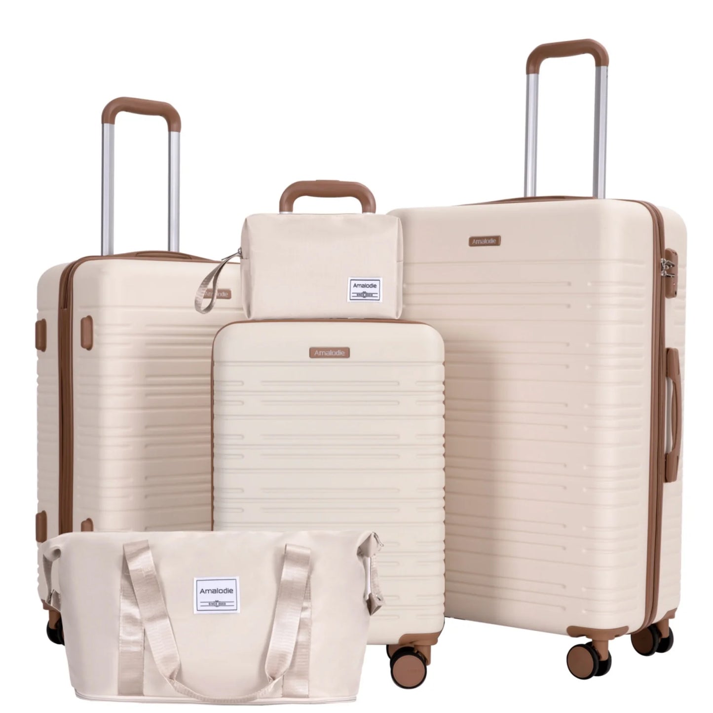 5 Piece Hard-shell Luggage Set With Spinner Wheels TSA Lock Duffle Bag