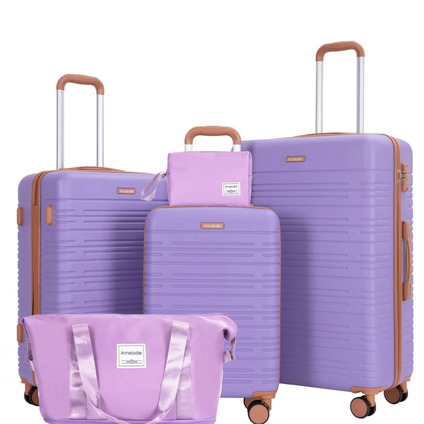 5 Piece Hard-shell Luggage Set With Spinner Wheels TSA Lock Duffle Bag
