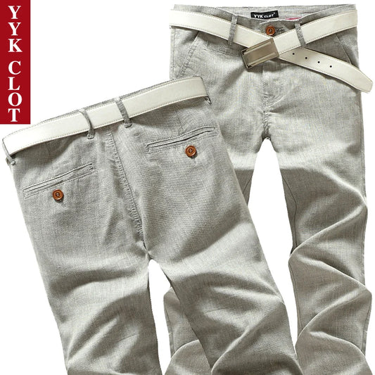 Casual Linen Pants for Men Summer Business Trousers
