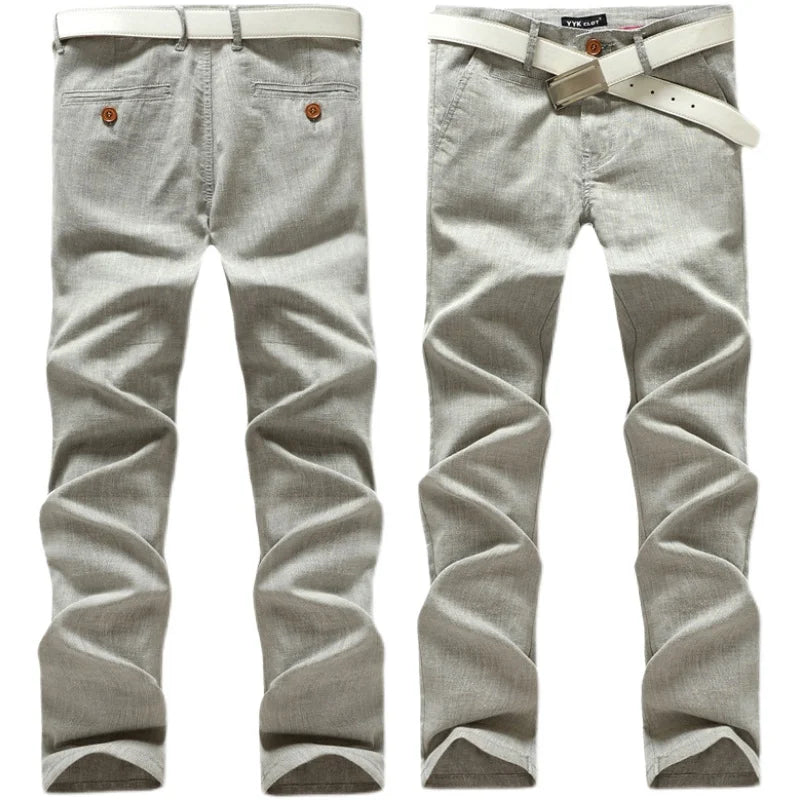 Casual Linen Pants for Men Summer Business Trousers