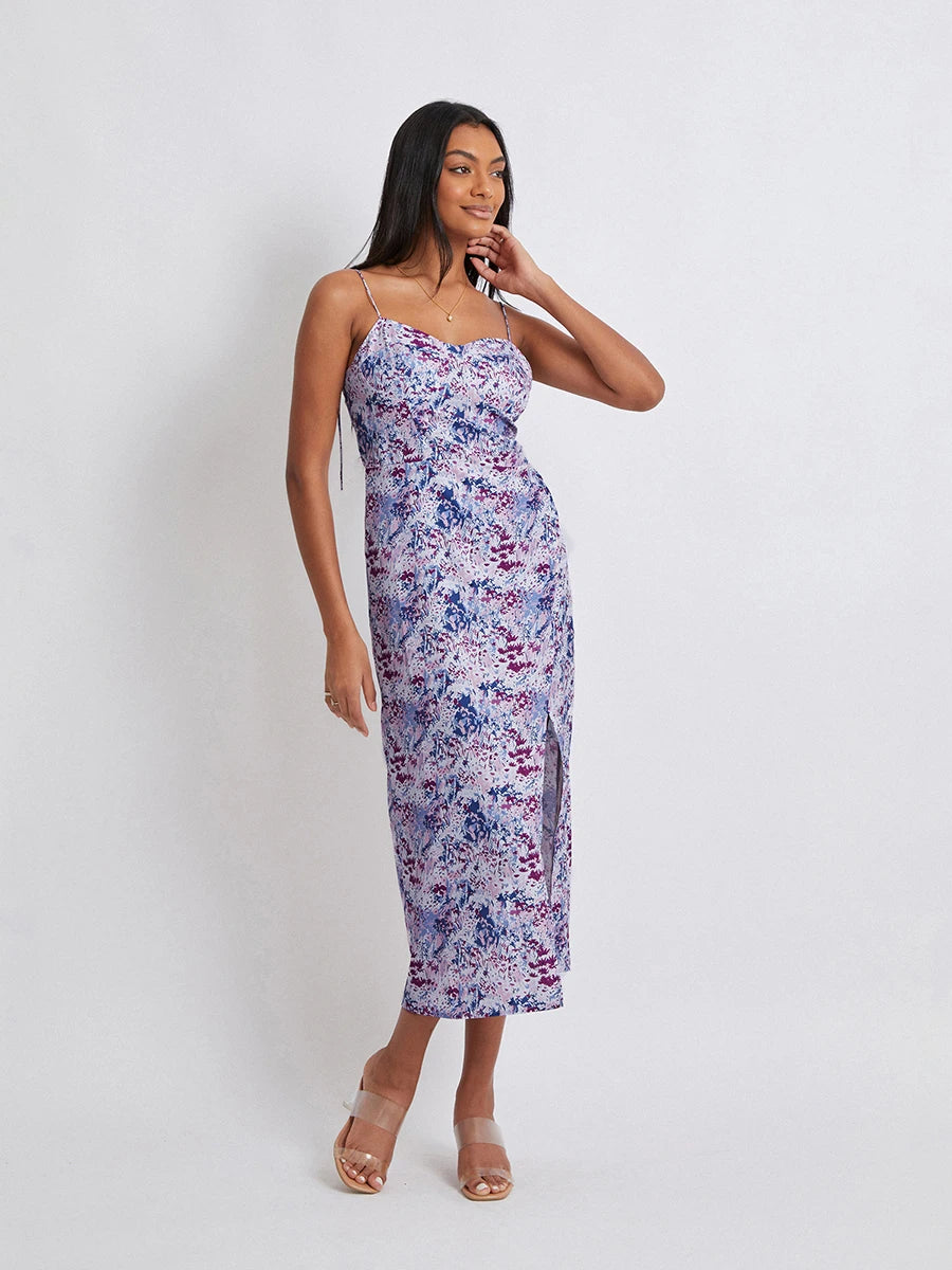 Women Floral Sleeveless Spaghetti Strap Dress