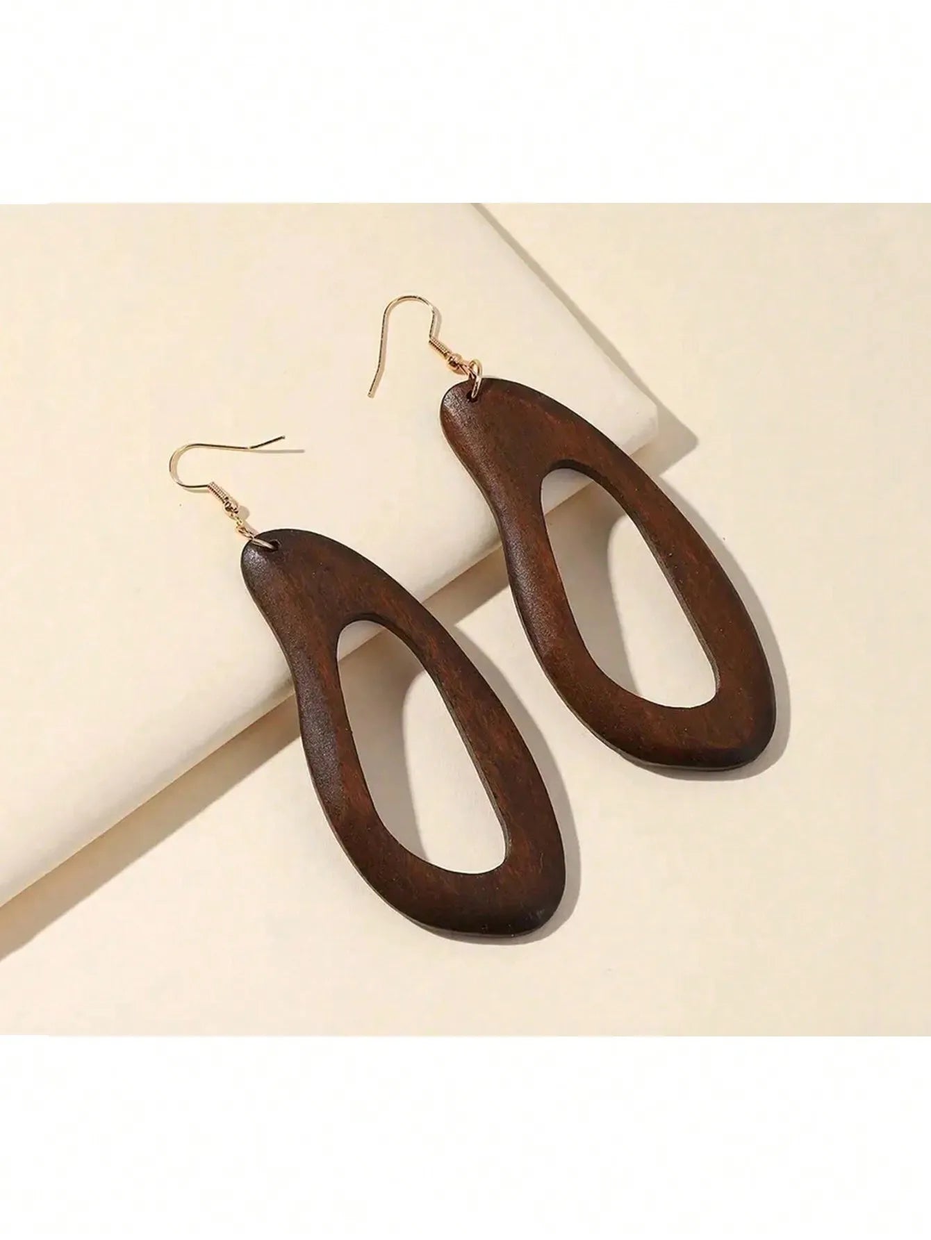 Vintage Wooden Dangle Earrings Set Five Pairs Boho Statement Jewelry