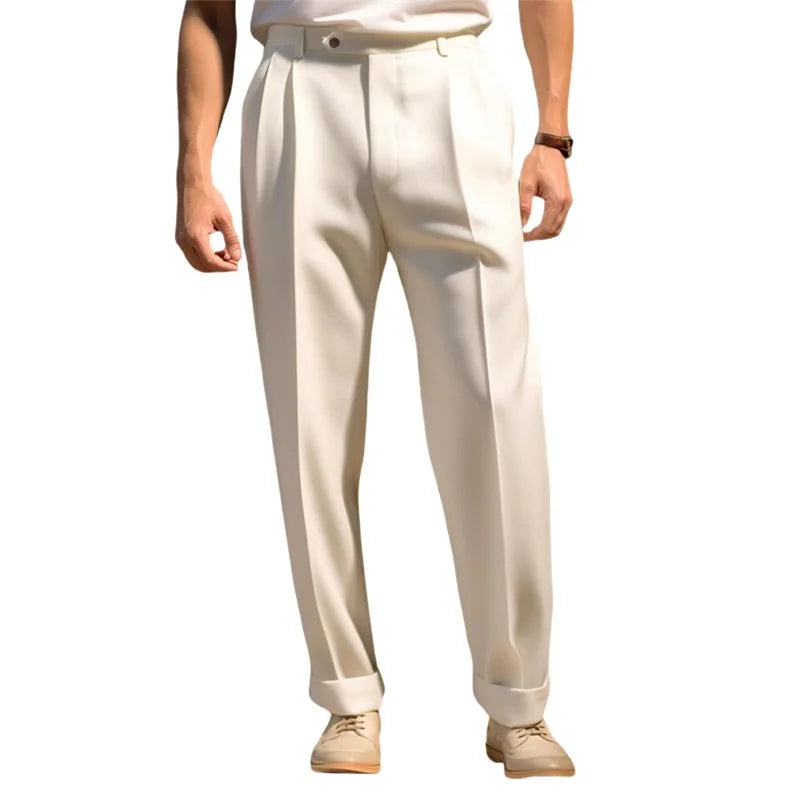 Men's Flat Front Dress Pants Regular Fit Business Casual