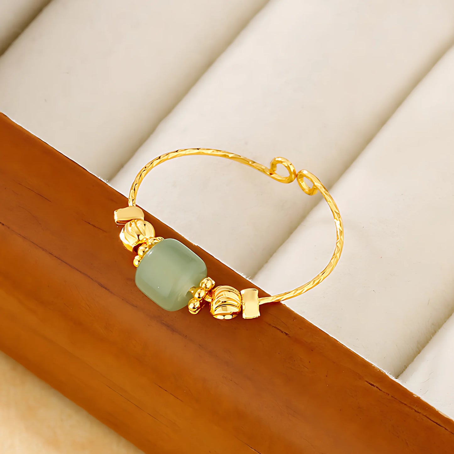 Sterling Silver Hotan Jade Geometric Ring For Women