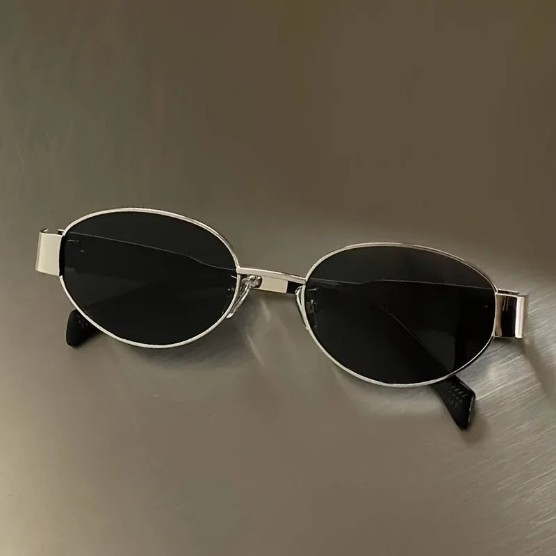 Oval Sunglasses Women Luxury Metal Frame Vintage Style