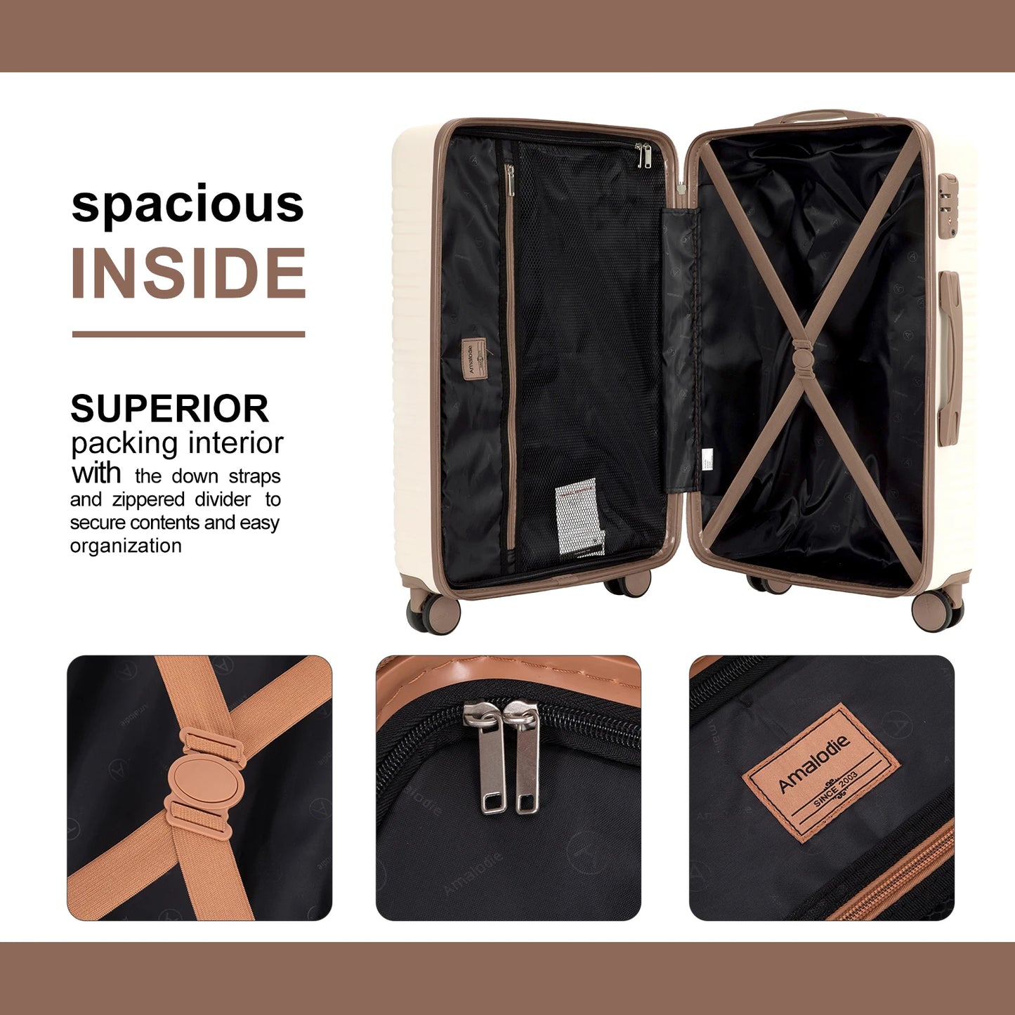 5 Piece Hard-shell Luggage Set With Spinner Wheels TSA Lock Duffle Bag