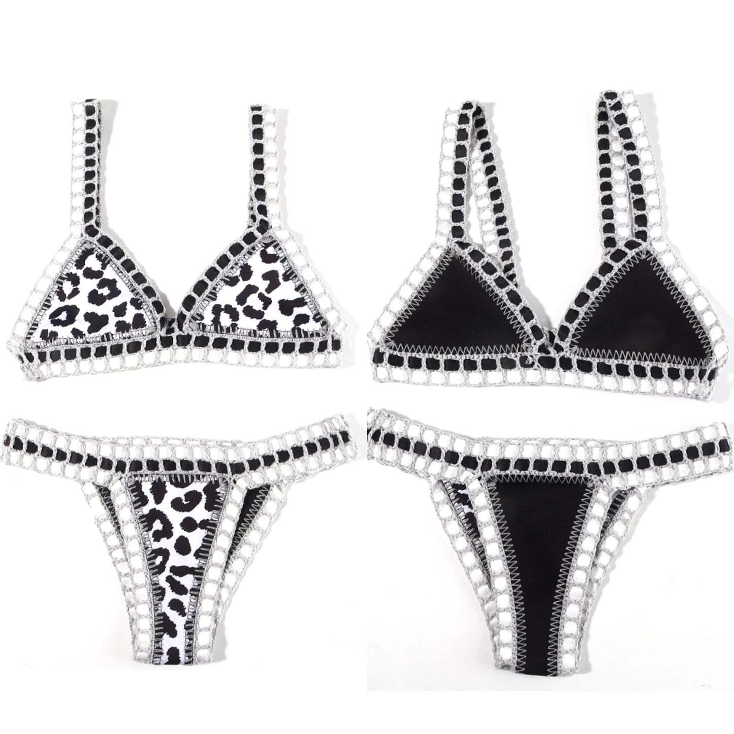 Reversible Crochet Two Piece Bikini Set Women Luxury Swimwear