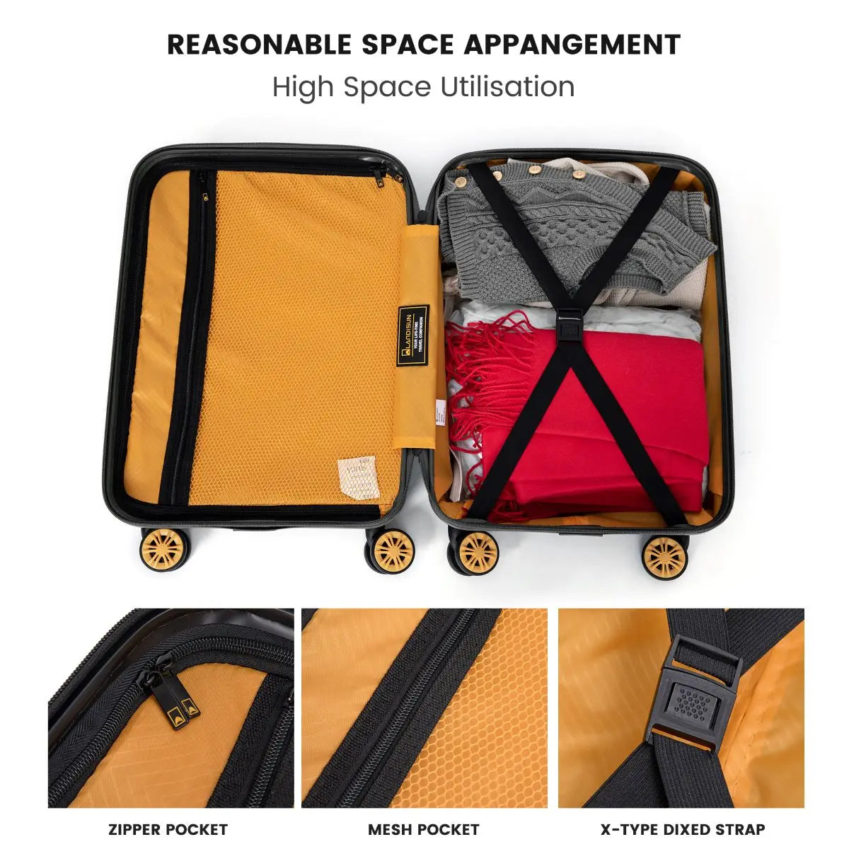 Travelhouse Hardside Carry On Luggage With Spinner Wheels And Lock