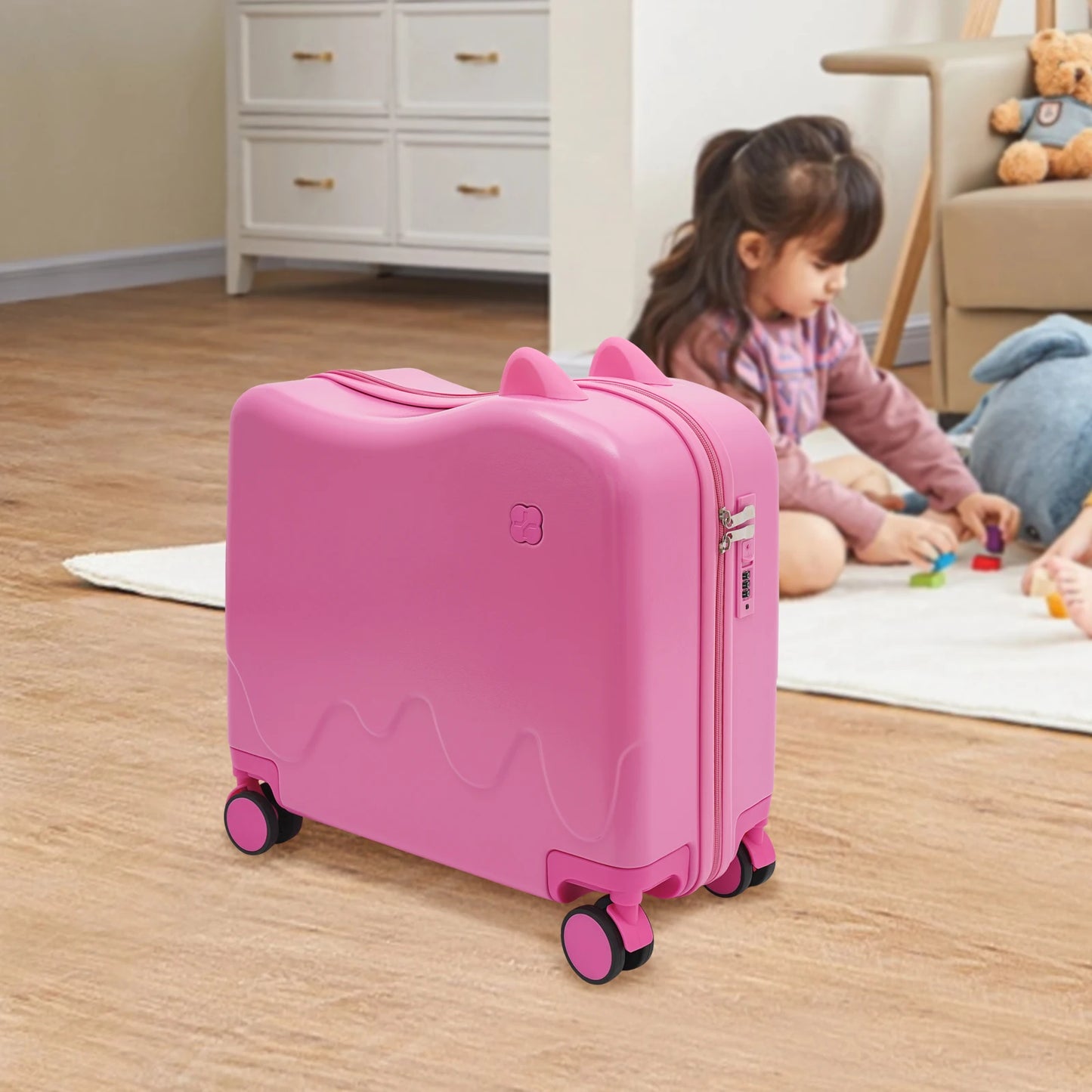 Kids Ride-On Suitcase With Built-In Password Lock And Quiet Wheels