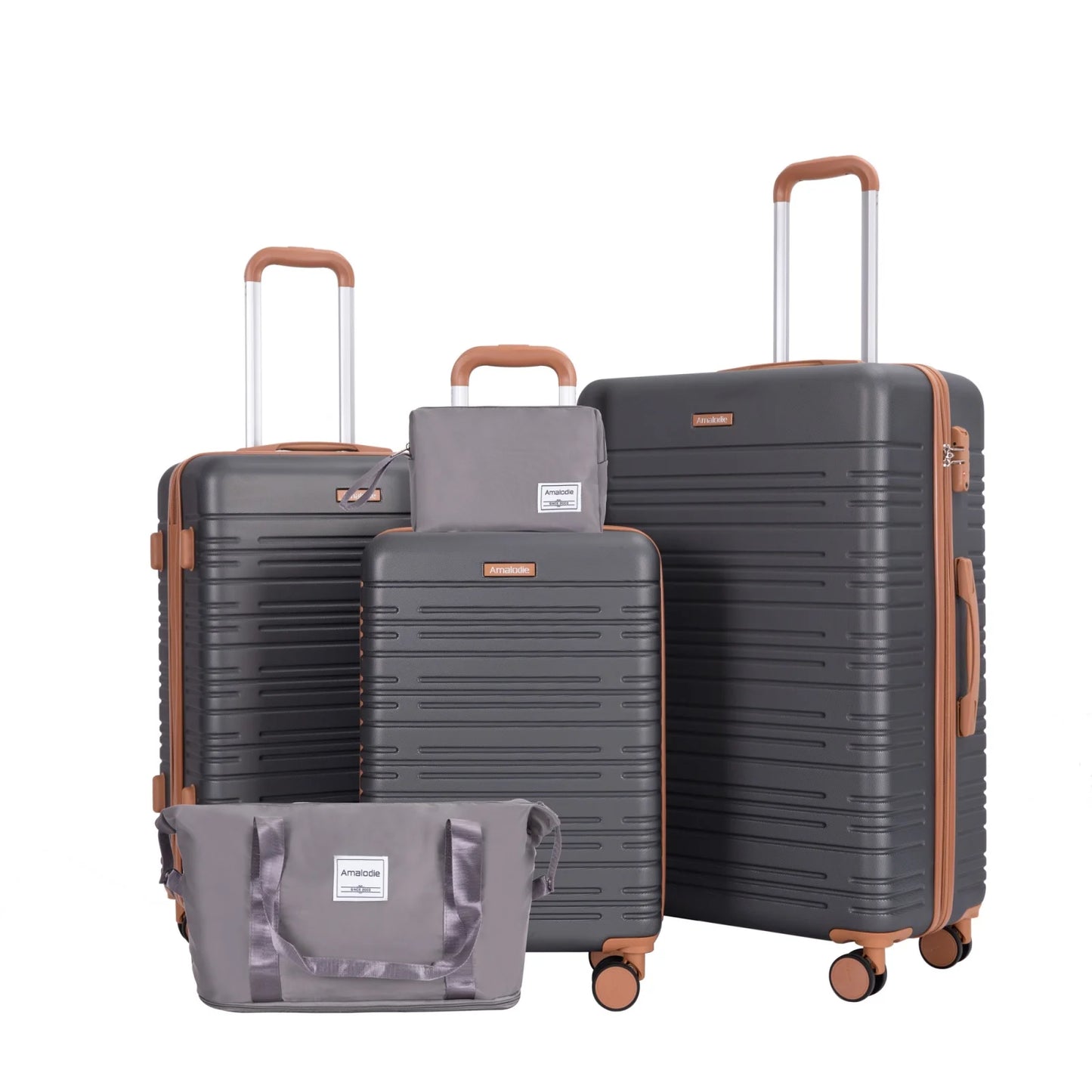 5 Piece Hard-shell Luggage Set With Spinner Wheels TSA Lock Duffle Bag